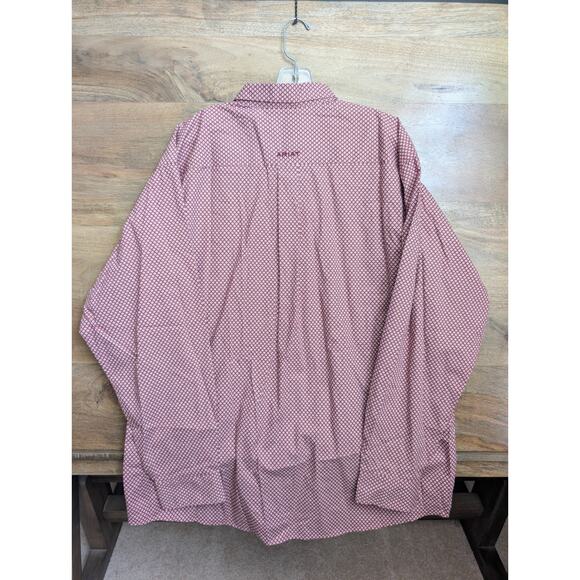 Ariat Shirt Men XL Red White Patterned Classic Long Sleeve Button Down Collar - Picture 2 of 5